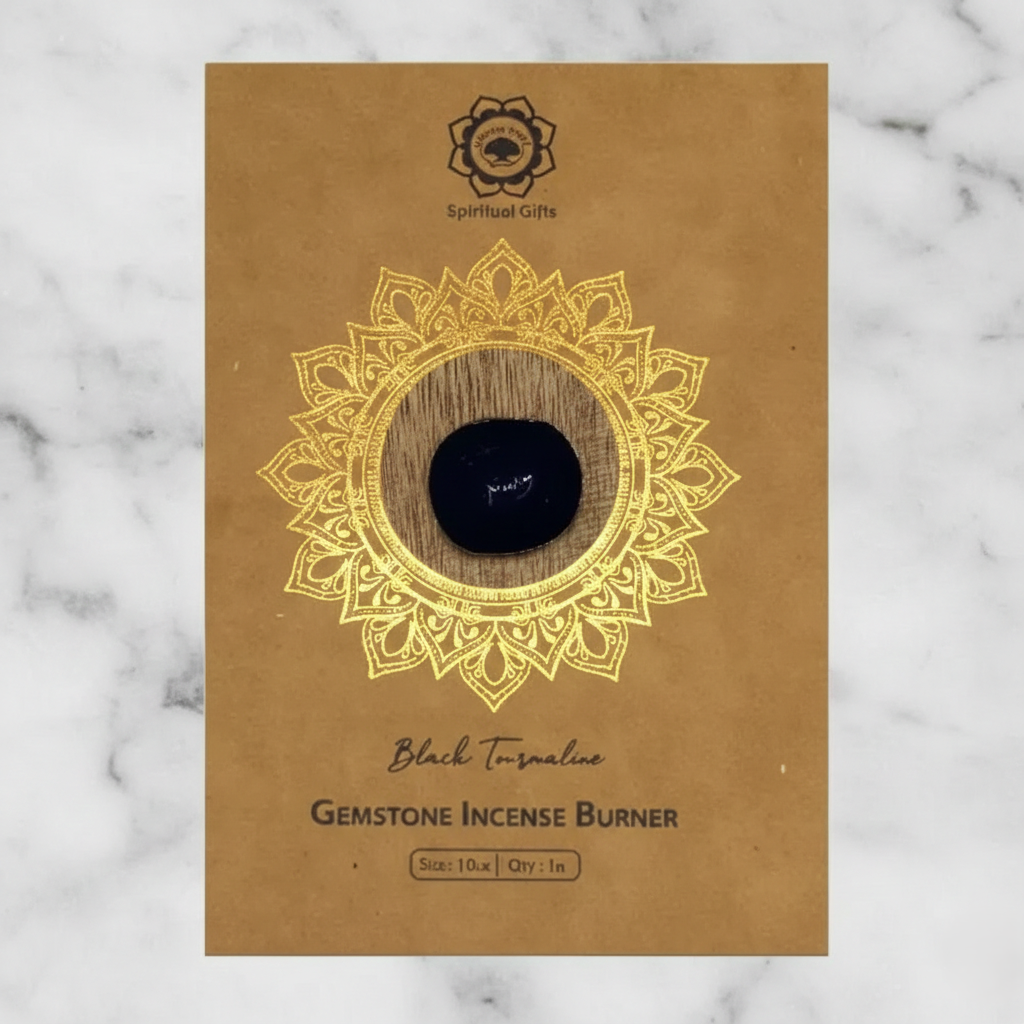 Mango Wood Incense Holder — Black Tourmaline