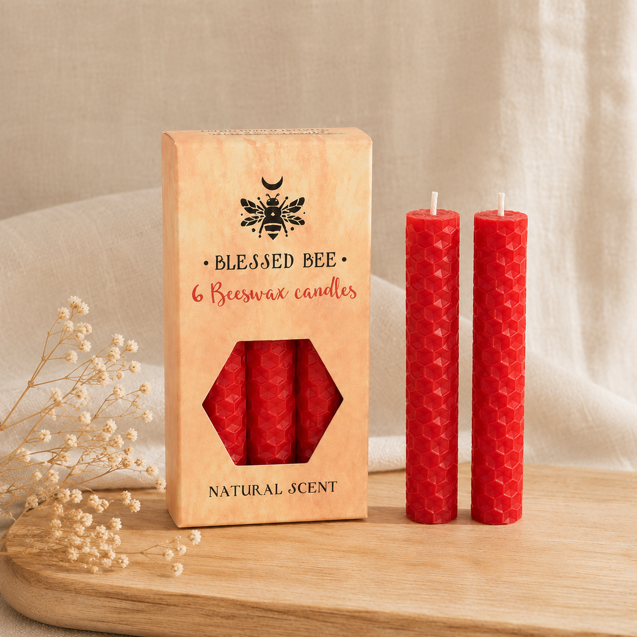 Blessed BeeWax Candles | Red