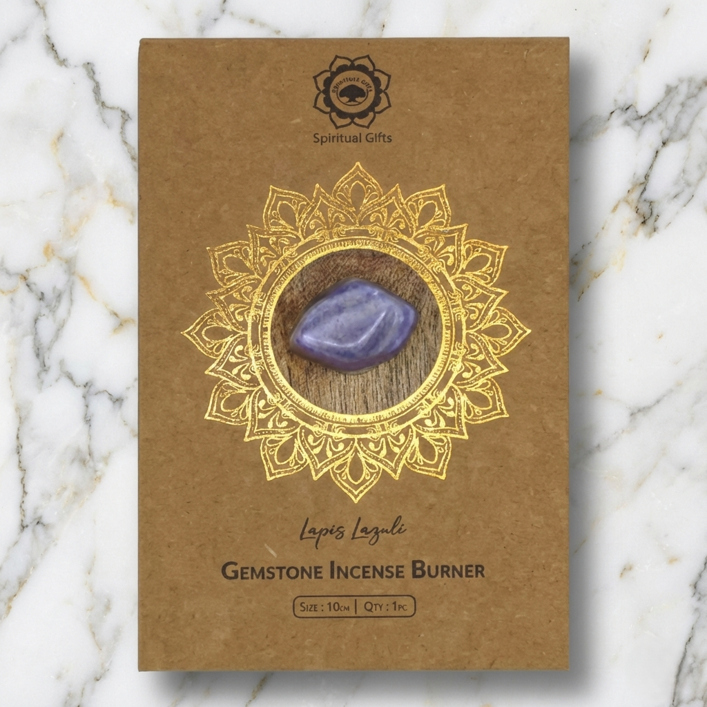 Mango Wood Incense Holder — Lapis Lazuli