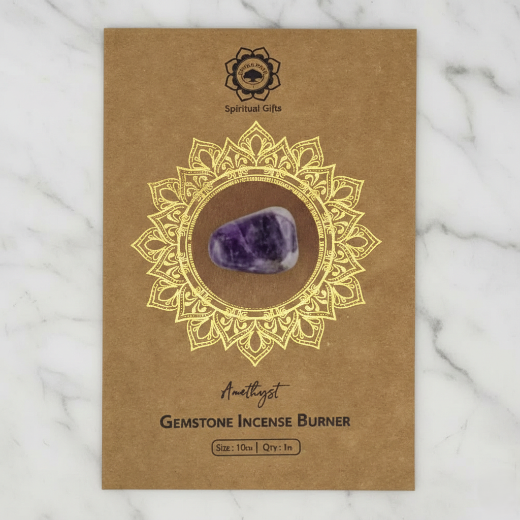 Mango Wood Incense Holder — Amethyst