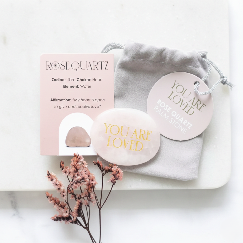 Rose Quartz Palm Stone – You Are Loved